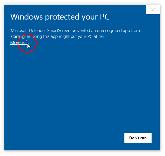SmartScreen window 1