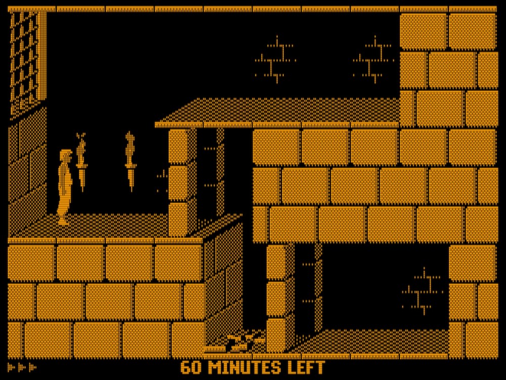 Prince of Persia in Hercules mode with custom stretch factors to make the image fill our 4:3 "emulated CRT screen".